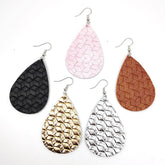Cross Weave Camel Leather Earrings